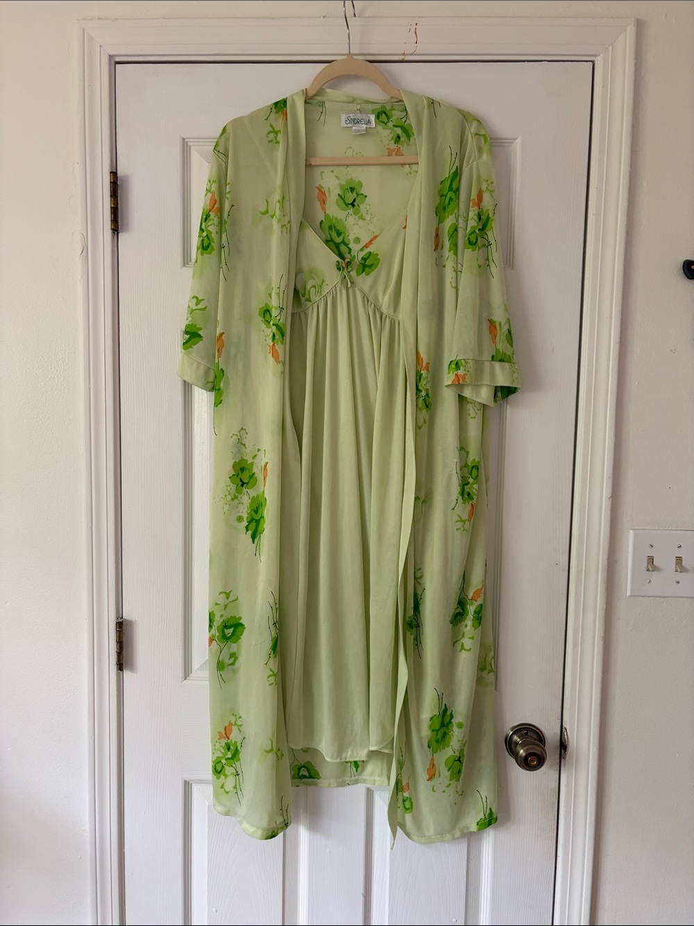Vintage nylon slip dress and matching robe